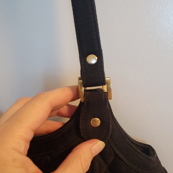 VERA BRADLEY “Slim Hobo” Black Quilted Microfiber Shoulder Bag - Picture 4 of 13